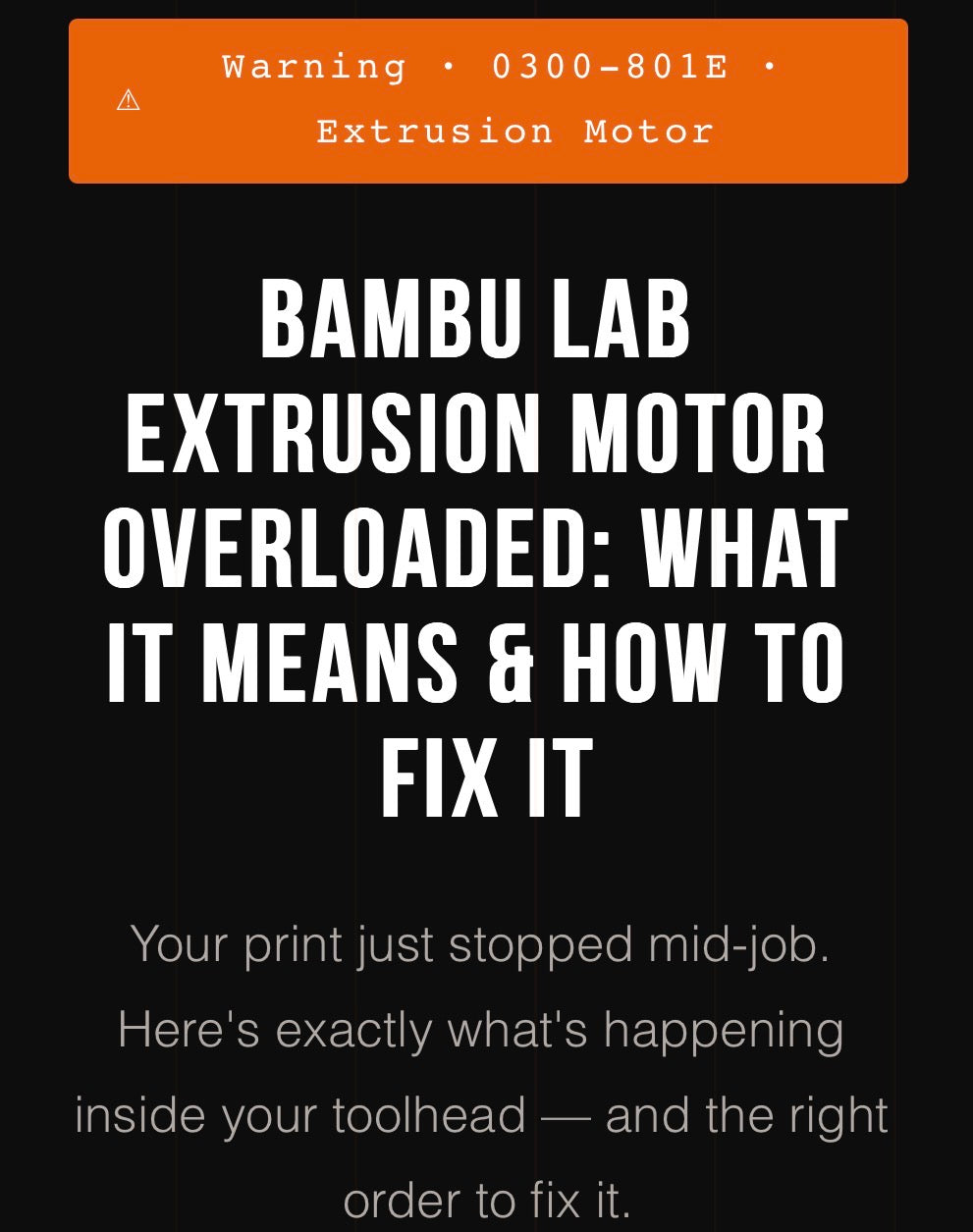 Bambu Lab Extrusion Motor Overloaded: What It Means & How to Fix It