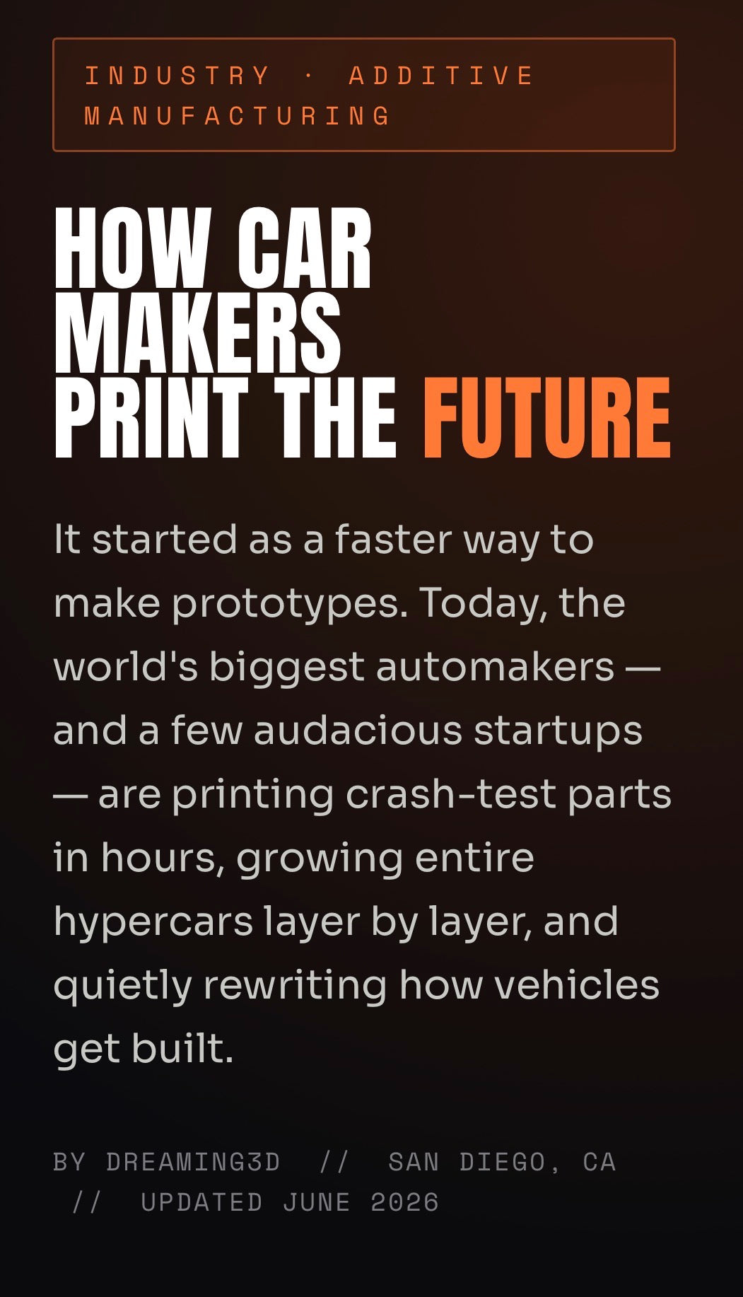 How Car Makers Print The Future
