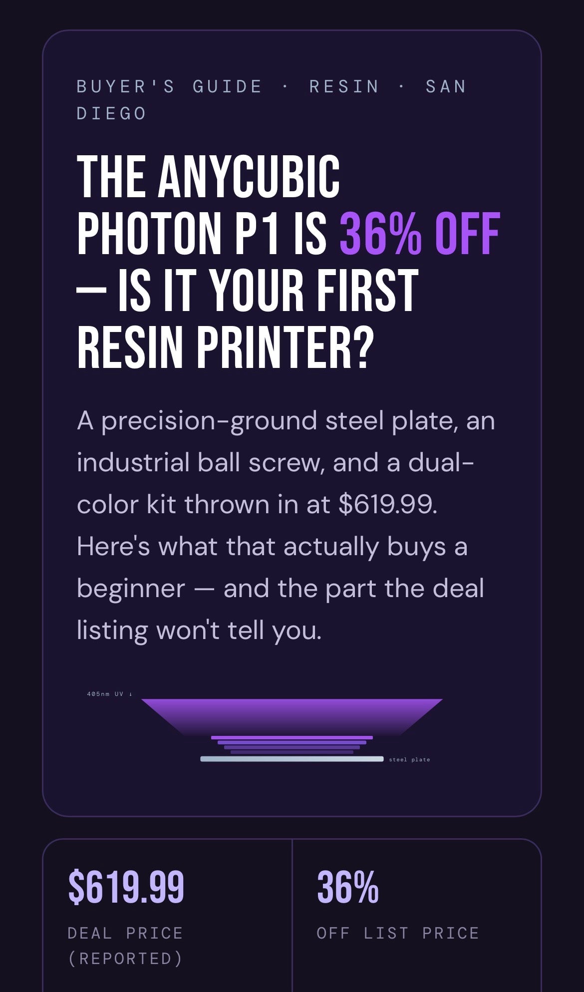 The Anycubic Photon P1 Is 36% Off — Is It Your First Resin Printer?