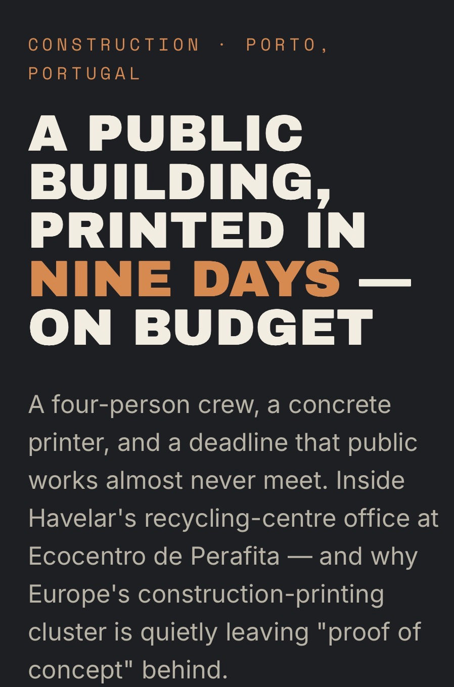 A public building, printed in nine days — on budget