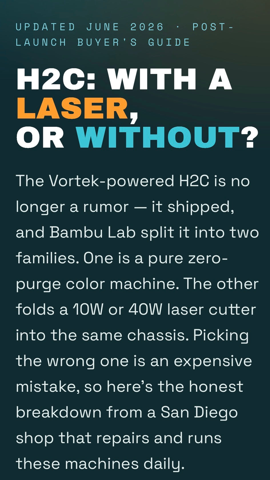 Bambu Lab H2C: With a Laser or Without