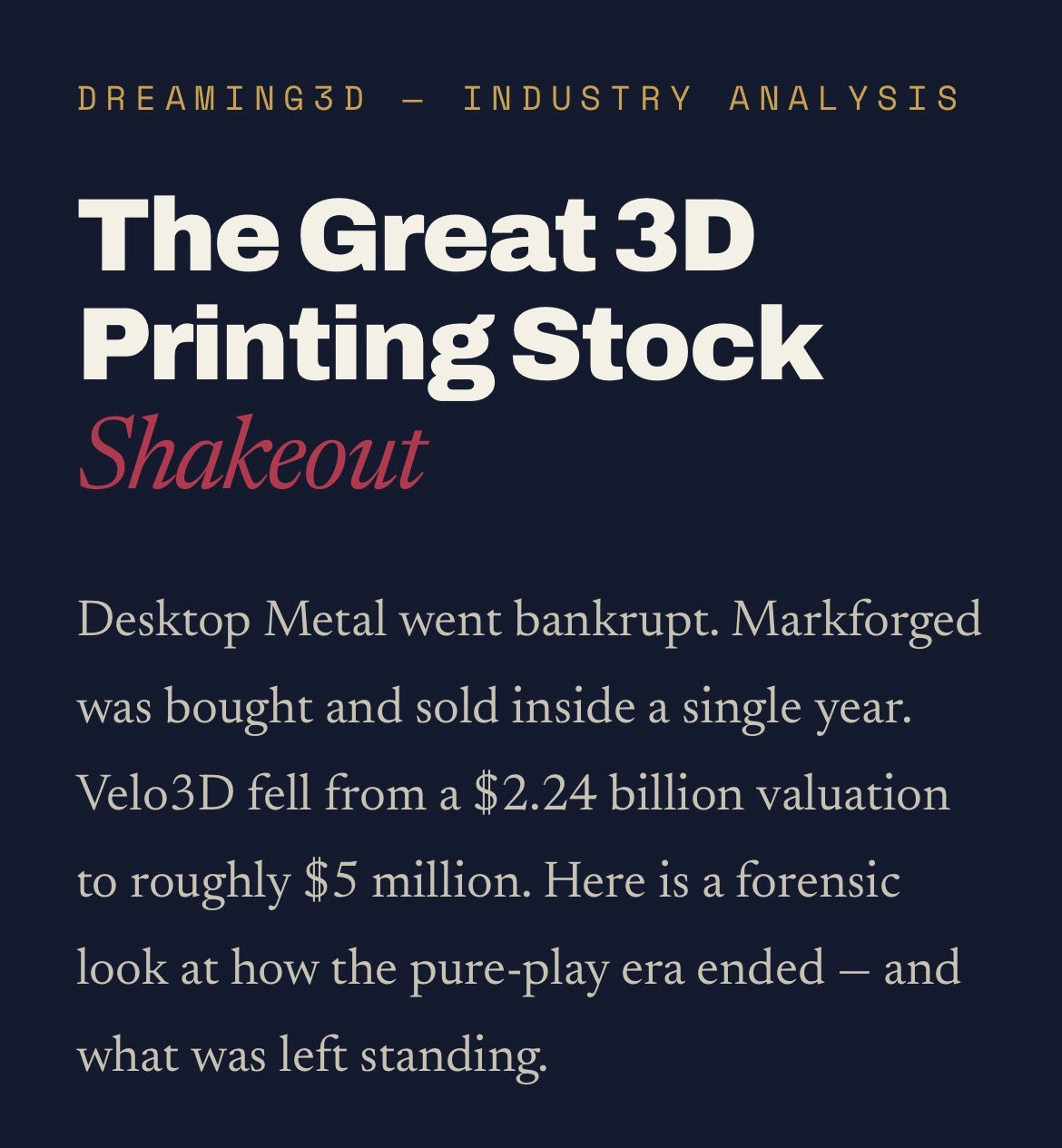 The Great 3D Printing Stock Shakeout