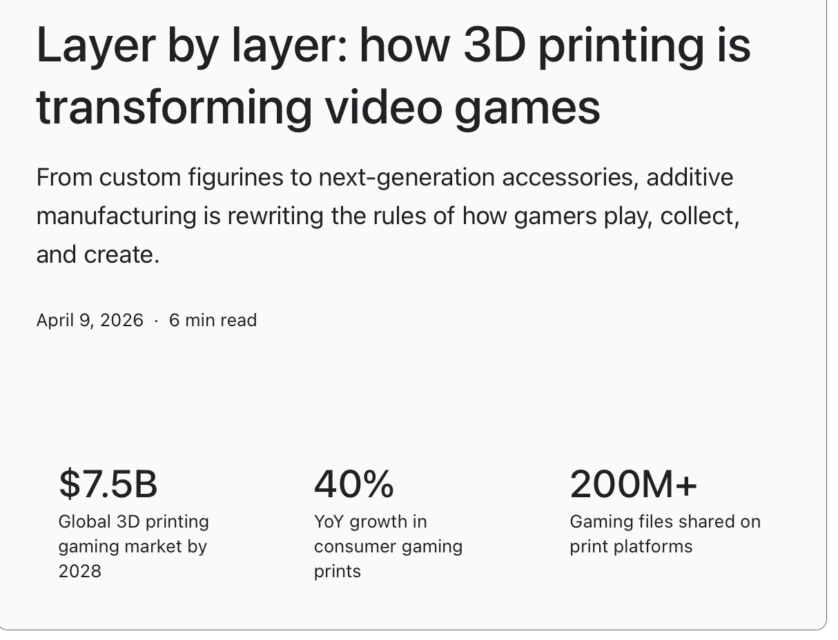 Layer by layer: how 3D printing is transforming video games
