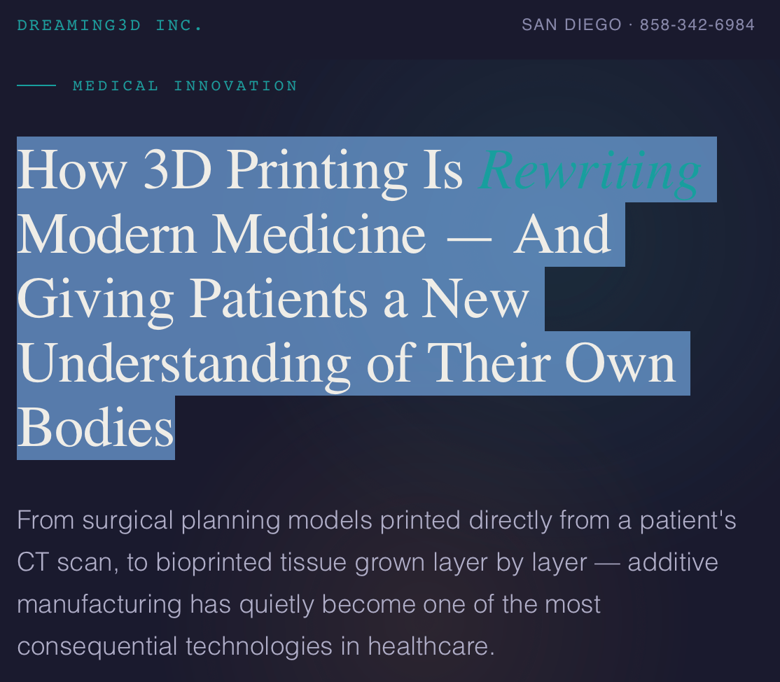 How 3D Printing Is Rewriting Modern Medicine — And Giving Patients a New Understanding of Their Own Bodies