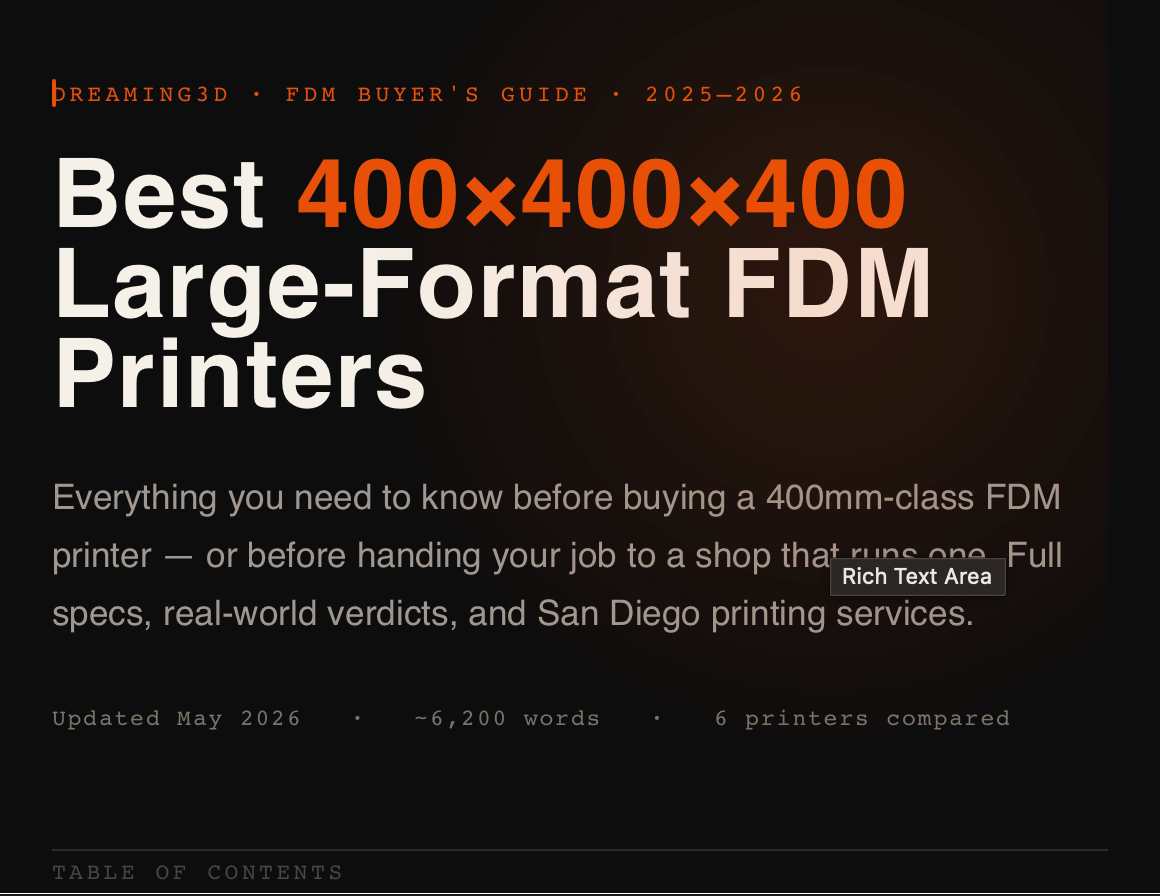 Best Large-Format FDM Printers 2026