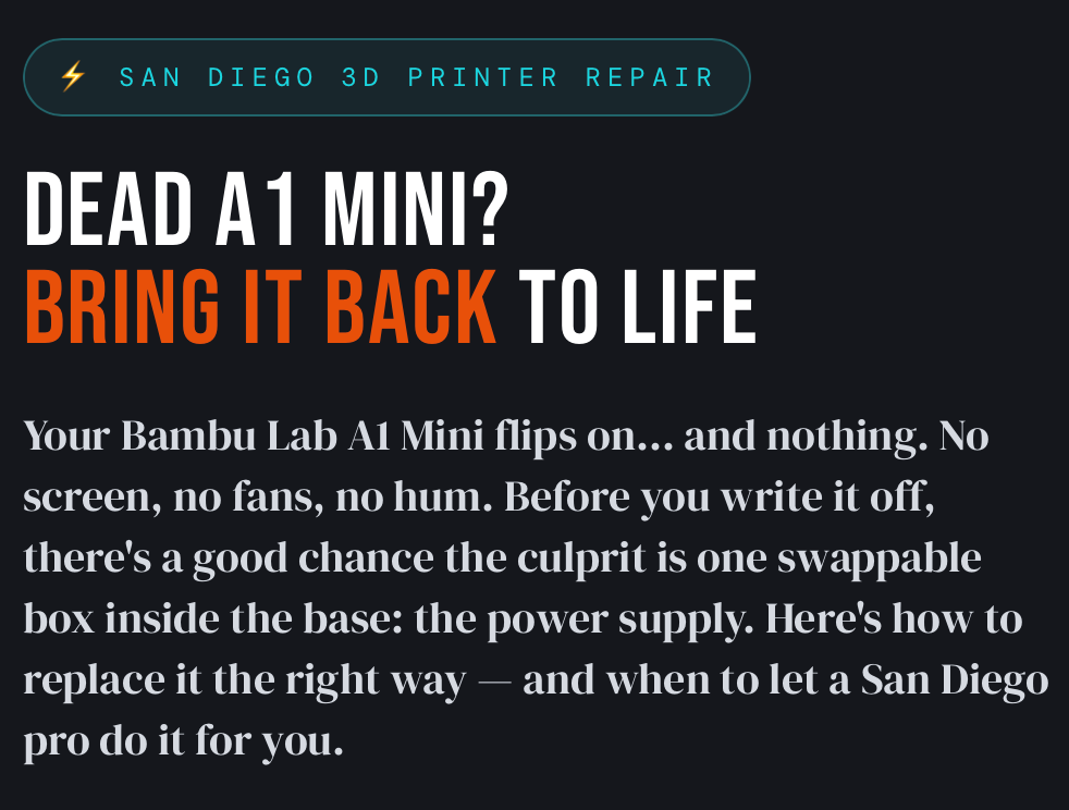 Dead A1 Mini? Bring It Back To Life