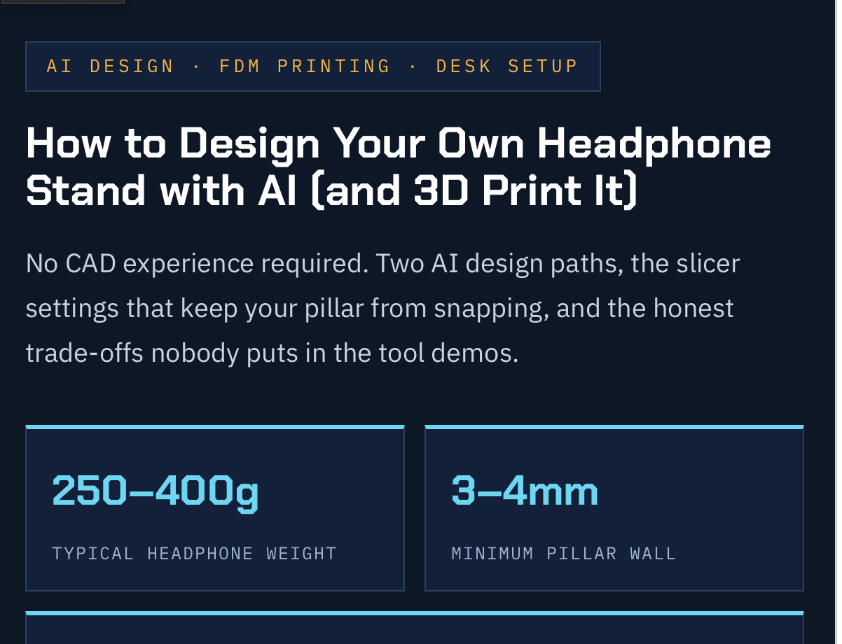 How to Design Your Own Headphone Stand with AI (and 3D Print It)