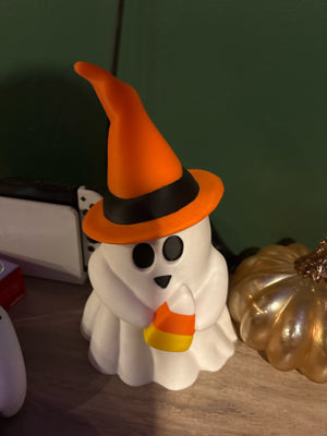 Ghost Holding Candy Corn Halloween Decor