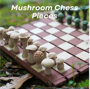 Forest Chess Set - Log and Mushroom Chess Board