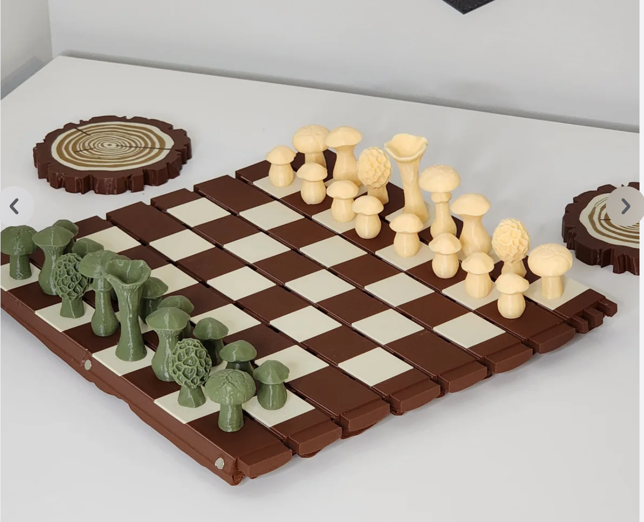 Forest Chess Set - Log and Mushroom Chess Board